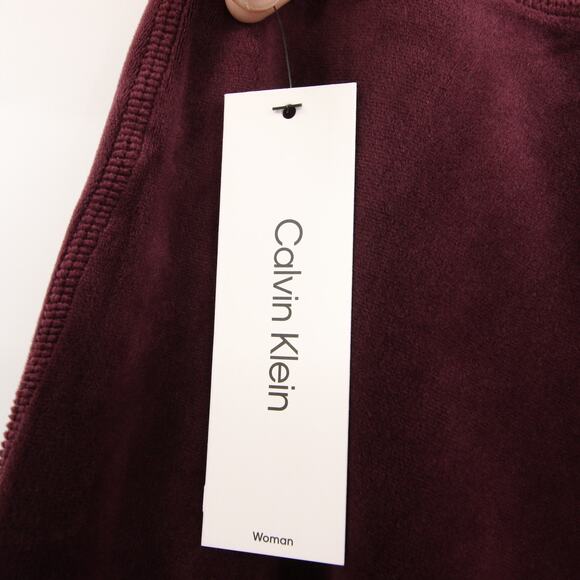 Calvin Klein Sweatpants Burgundy Purple Lounge Straight Leg Velvet Velour 1X - Picture 8 of 12